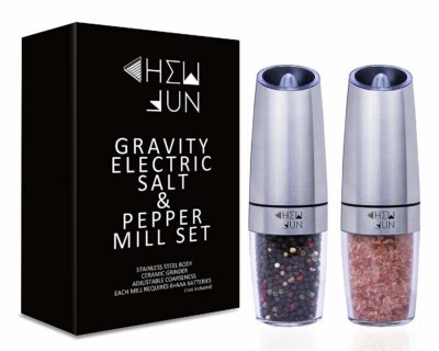 CHEW FUN Gravity Electric Salt and Pepper Grinder Set with Blue LED Light TOP 10 BEST GRAVITY LIGHTS IN 2022 REVIEWS