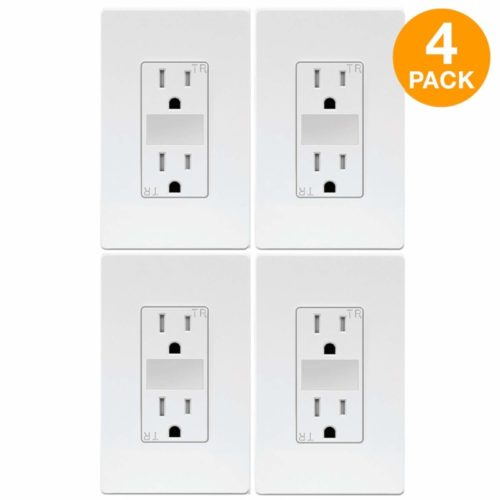 TOPGREENER LED Guide Light Receptacle, Automatic Night/Day Sensor Decorator Duplex Outlet Combination, 125VAC/15A Tamper-Resistant Receptacle, White Screwless Wall Plate Included, TG215TRGL (4 Pack) Top 10 Best snappower guidelight in 2018 Reviews