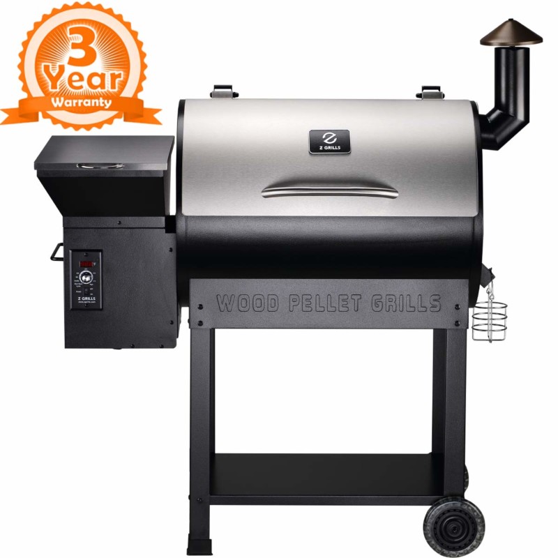 Z GRILLS ZPG-7002ENC 2022 New Model Wood Pellet Grill & Smoker, 8 in 1 BBQ Grill Auto Temperature Control, 700 sq inch Cooking Area, Silver NO Cover