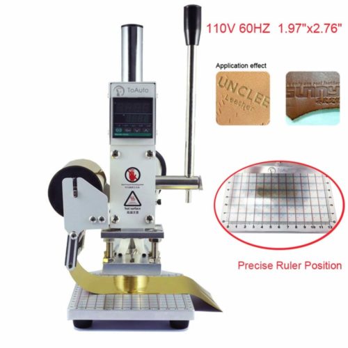3. Hot Foil Stamping Machine 5 x 7cm Tipper Stamper Bronzing Card Foil Logo Embossing for for PVC leather PU and Paper Stamping (110V)
