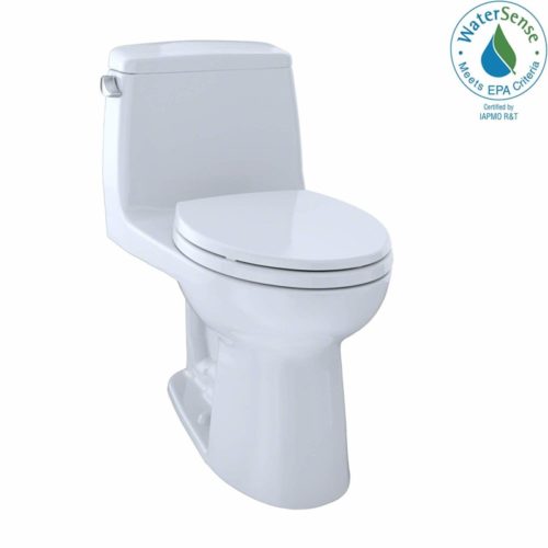 TOTO MS854114ELG#01 Eco Ultramax ADA Elongated One Piece Toilet with Sanagloss, Cotton White