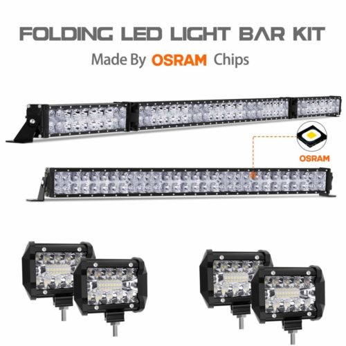 LED Light Bar Kit, Autofeel 6000K OSRAM Chips 52 Inch + 32 Inch 35000LM Flood Spot Beam Combo White LED Light Bars + 4PCS 4" LED Light Pods Combo Fit for Jeep Wrangler Ford Truck Boat
