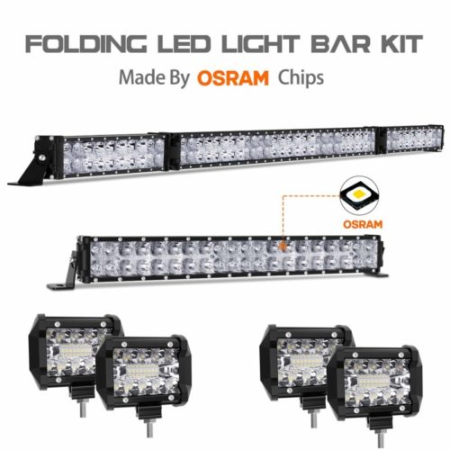 LED Light Bar Kit, Autofeel OSRAM Chips 52 Inch + 22 Inch Flood 32000LM Spot Beam Combo White LED Light Bars + 4PCS 4" LED Light Pods Combo 6000K Fit for Jeep Wrangler Ford Truck Boat