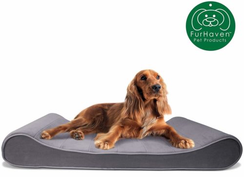  Furhaven Pet Dog Bed | Orthopedic Micro Velvet Ergonomic Luxe Lounger Cradle Mattress Contour Pet Bed