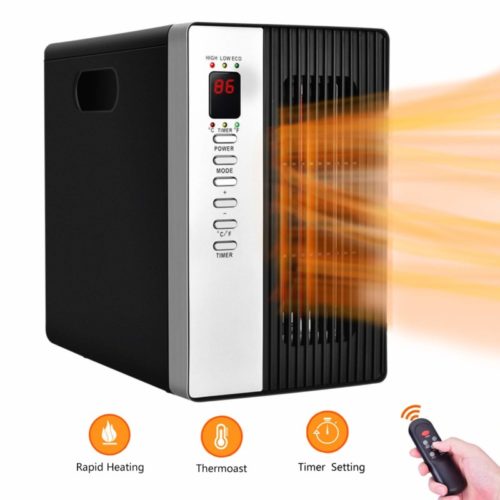 Portable Infrared Heater - 1500W Electric Heater with 3 Modes, Timer Setting, Remote Control Portable Ceramic Heater Intelligent Programmable Thermostat, Energy-Saving Indoor Space Heater for Home