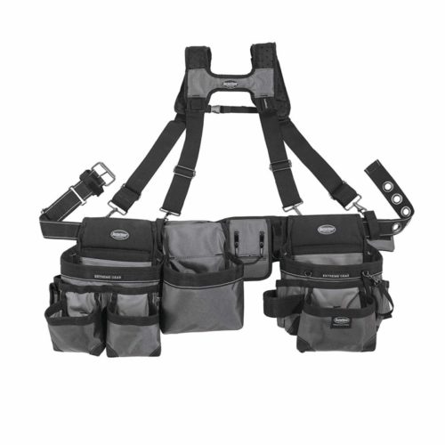 Bucket Boss Mullet Buster 3 Bag Tool Belt with Suspenders in Grey, 55135