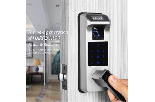 Fingerprint and Touchscreen Keyless Smart Lever Door Lock for Office Home