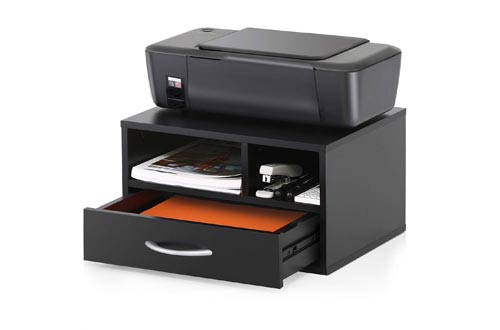 FITUEYES Wood Printer Stands with Drawer，Workspace Desk Organizers for Home & Office，Black，DO304002WB