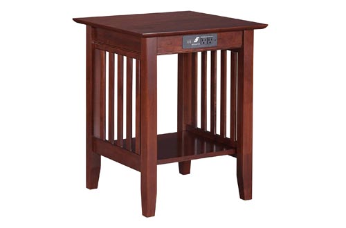 Atlantic Furniture AH10234 Mission Printer Stands with Charging Station, Walnut