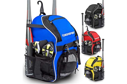 DashSport Baseball Bag Youth Backpack – Spacious 18 x 12 x 10 inches