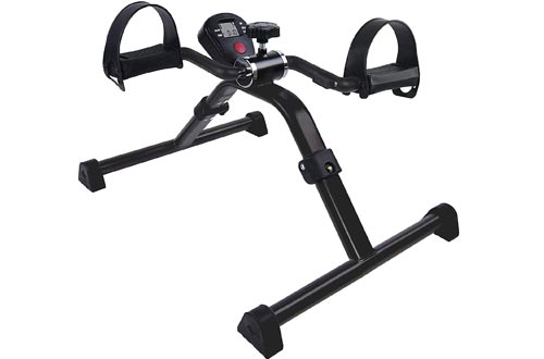 Vaunn Medical Folding Pedal Exerciser with Electronic Display for Legs and Arms Workout (Fully Assembled Exercise Peddler, 