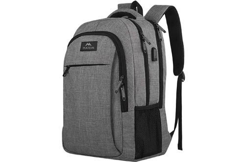 Travel Laptop Backpack, Business Anti Theft Slim Durable Laptops Backpacks with USB Charging Port, Water Resistant College School Computer Bag Gifts for Women & Men Fits 15.6 Inch Notebook, Grey