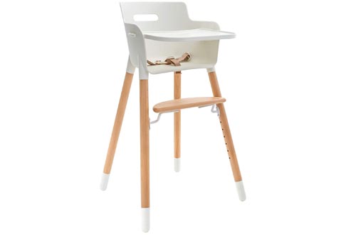 WeeSprout Wooden High Chair for Babies & Toddlers | 3-in-1 High Chair/Booster/Chair | Grows with Your Child | Adjustable Footrest/Legs | Removable Tray/Armrest | Modern Wood Design | Easy to Assemble