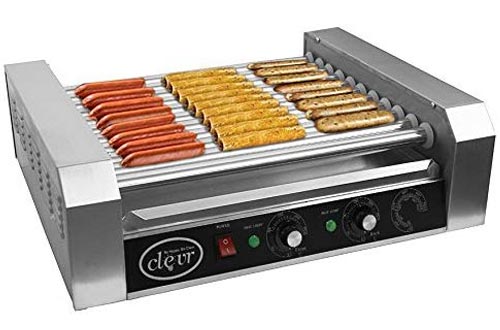 Clevr Commercial Hotdog Roller Machine 11 Rollers and 30 Hot Dog Grill Cooker Warmer