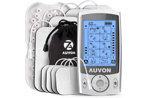 AUVON Dual Channel TENS Unit Muscle Stimulators Machine with 20 Modes, 2" and 2"x4" TENS Unit Electrode Pads