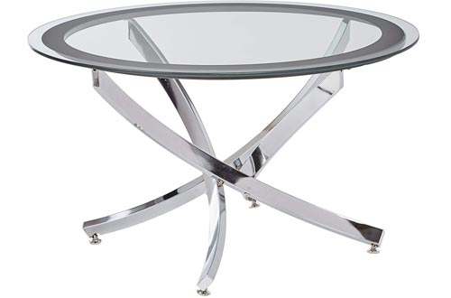 Norwood Coffee Table with Tempered Glass Top Chrome and Clear