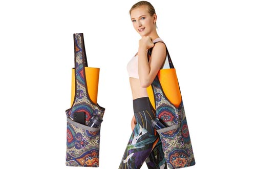 PERFEKT Yoga Mat Bag Carrier with Free Yoga Fitness Band, Large Size Pocket and Zipper Pocket, Gym Bag