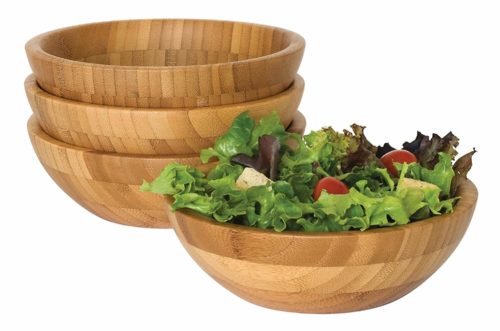  Lipper International 8203-4 Bamboo Wood Salad Bowls