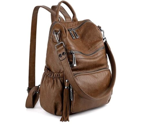 1. UTO Women Backpack Purse PU Washed Leather Convertible Ladies Rucksack