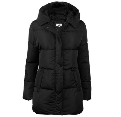 10. 4How Womens Hooded Warm Winter Puffer Coat Mid Length Parka Water Resistant Jacket