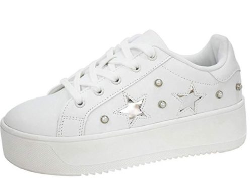 10. LUCKY-STEP Fashion Leather Women Sneakers