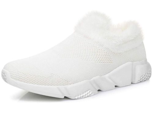 12. GOOBON Women's Winter Running Sneakers Warm Fur Lined Slip On