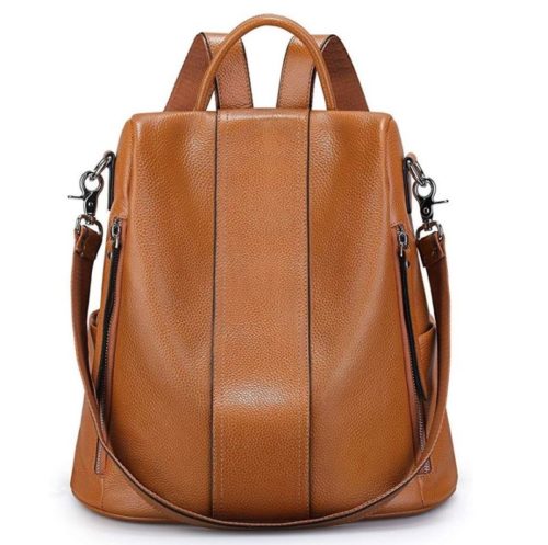 12. S-ZONE Women Soft Leather Backpack Antitheft Rucksack Ladies Shoulder Bag Medium