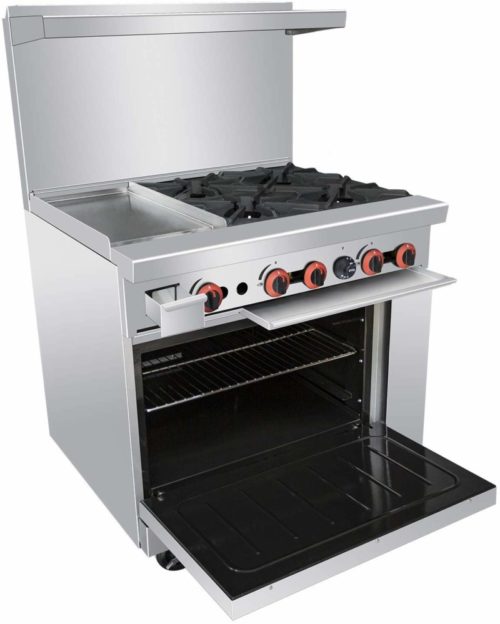 Commercial 36’’ Gas 4 Burner Range With 12’’ Griddle and Standard Oven - Kitma Heavy Duty Liquid Propane Cooking Performance Group for Kitchen Restaurant, 140,000 BTU