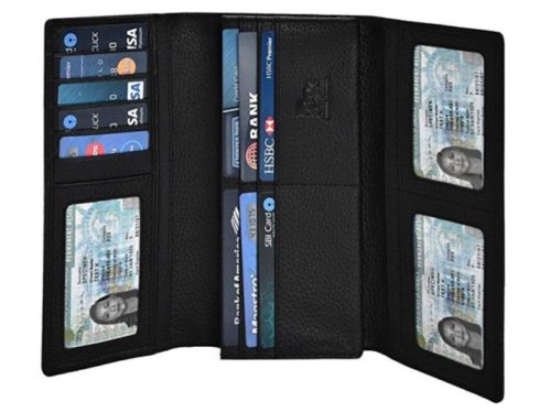 8. Leather Wallets for Women - RFID Blocking Checkbook Wallet