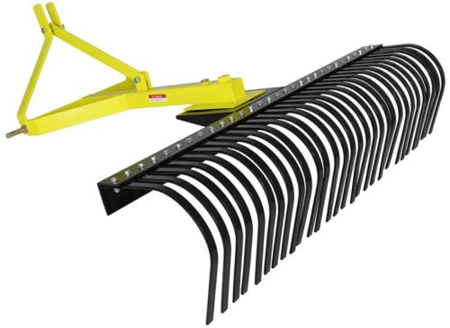 Titan Attachments 4’ Landscape Rake for Compact Tractors, Tow-Behind Garden Tool