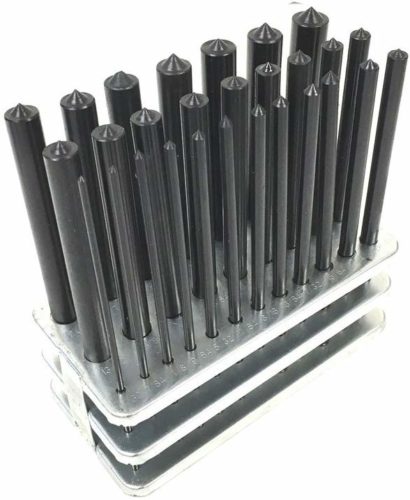 28pc Center Transfer Punches Set Machinists Tool Punch Stand Heat Treated Steel Black Industrial Oxide Finish