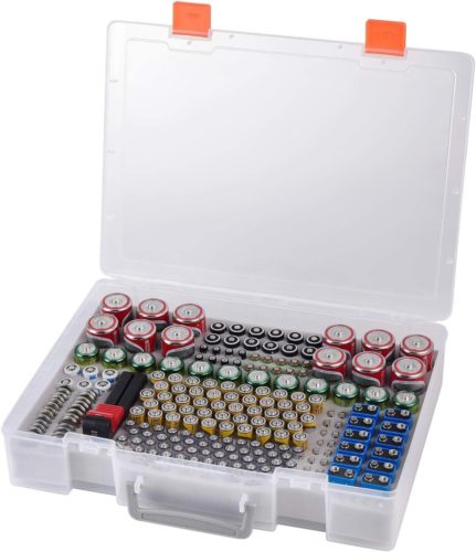 Battery-Organizer-Holder-Batteries-Storage-Containers-Box-Case-with-Tester-Checker-BT-168.-Garage-Organization-Holds-225-Batteries-AA-AAA-C-D-Cell-9V-3V-Lithium-LR44-CR2-CR1632-CR2032-1