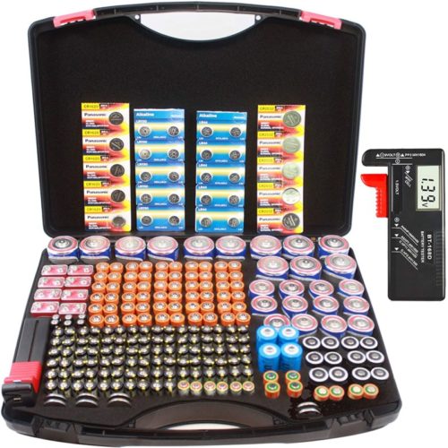 Hard-Battery-Organizer-Sorter-Storage-case-with-Digital-Battery-Tester-Holding-Over-250-C-D-AA-AAA-AAAA-Button-Cell-3V-SFCR123A-3.7V-18650-6V-4LR44-9V-12V-A23-Batteries.no-Batteries