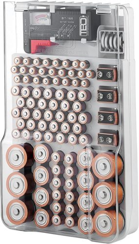 The-Battery-Organizer-Storage-Case-with-Hinged-Clear-Cover-Includes-a-Removable-Battery-Tester-Holds-93-Batteries-Various-Sizes-1