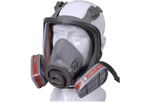 WFLJ Full Facepiece Respirator, Full Face Respirators with 2 Filtering Electrostatic Cotton and Activated Carbon Box, Effectively Blocks