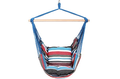 Blissun Hanging Hammock Chairs, Hanging Swing Chairs with Two Cushions, 34 Inch Wide Seat Cool Breeze