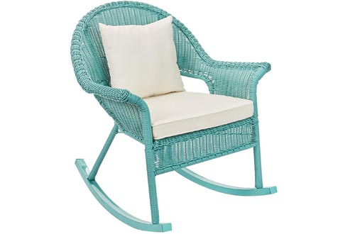 BrylaneHome Roma All-Weather Rocking Chairs w/Free toss Pillow & seat Cushion