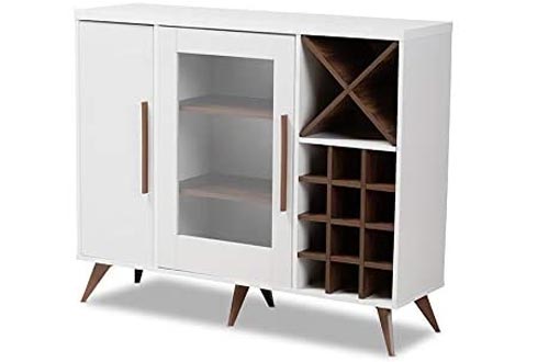 Baxton Studio Pietro Mid-Century Modern White and Walnut Finished Wood Wine Cabinets