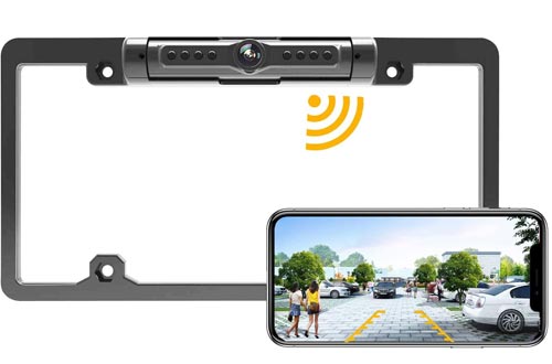 License Plate Wireless Backup Cameras, WiFi Rear View Cameras, LASTBUS 170° View Angle Universal IP69 Waterproof Car License Plate Frame Cameras for Cars RV Box Truck SUV Pick Up Truck Van