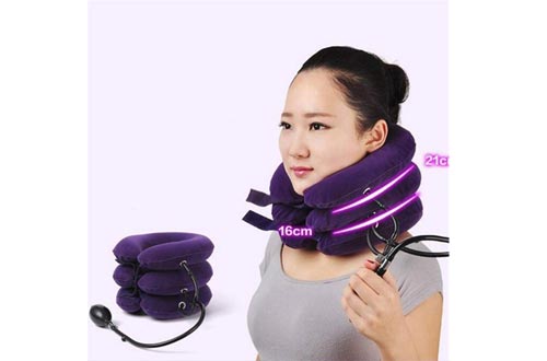 3 Layer Inflatable Air Cervical Neck Traction Devices Soft Neck Collar for Pain Relief Neck Stretcher Pain Releave Purple