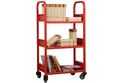 QYJ-Service trolley Single-Sided 3-Storey Bookstore Bookshelf Carts Household Racks Library Mobile Carts (Size Specifications: 600 320 1080MM)
