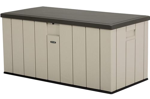 LIFETIME 60254 Heavy-Duty Outdoor Storage Deck Boxs, 150 Gallon, Desert Sand/Brown