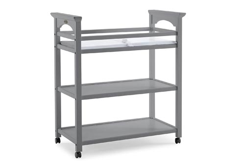 Graco Lauren Changing Tables with Water-Resistant Change Pad and Safety Strap, Pebble Gray, Multi Open Storage Nursery Changing Tables for Infants or Babies