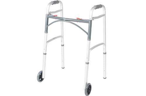 Drive Medical Deluxe Two Button Folding Walkers with 5-Inch Wheels
