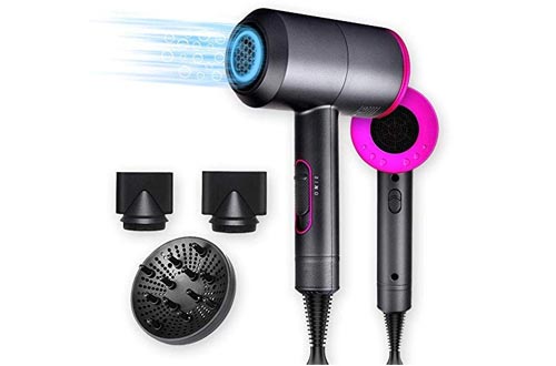 New 2022 Hair Dryers, 1800Watt Professional Salon Negative Ionic Hair Blow Dryer dry with 3 Heat Settings, 2 Speed & One Cool shot Settings, AC Motor with Diffuser, 2 Concentrator Nozzles 