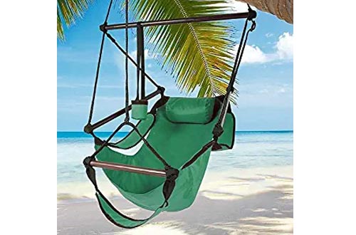 Best Choice Products Hammock Hanging Chair Air Deluxe Sky Outdoor Chairs Solid Wood 250lb - Green