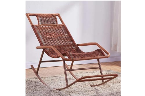 ZZFF Patio Rocking Chairs, Relaxing Lounge Chair,Metal Recliner Wicker Chairs,Handmade Leisure Chair,Portable Bench Chairs for Indoor Outdoor T 46x122x80cm(18x48x31inch)