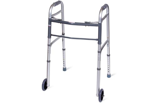 Carex Folding Walkers for Seniors - Adult Walkers With Wheels - Portable Medical Walkers with Adjustable Height, 30-37 Inches