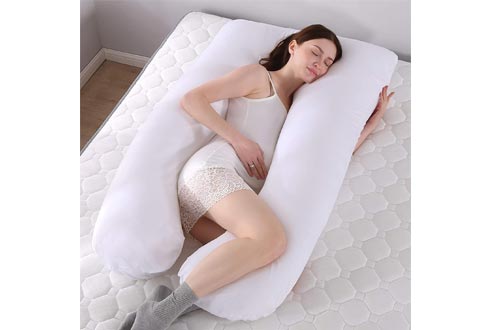 Idea2go Full Body Pregnancy Pillows - Baby Nursing Cushion & Maternity Pillows for Pregnant Women - Belly & Back Support Cushion with 100% Cotton Pillows Cover - U Shaped