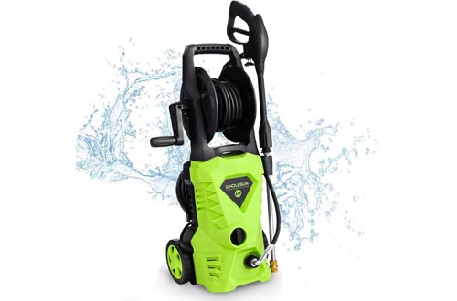 WHOLESUN 3000PSI Electric Pressure Washer 1.8GPM 1600W Power Washers with Hose Reel and Brush Green